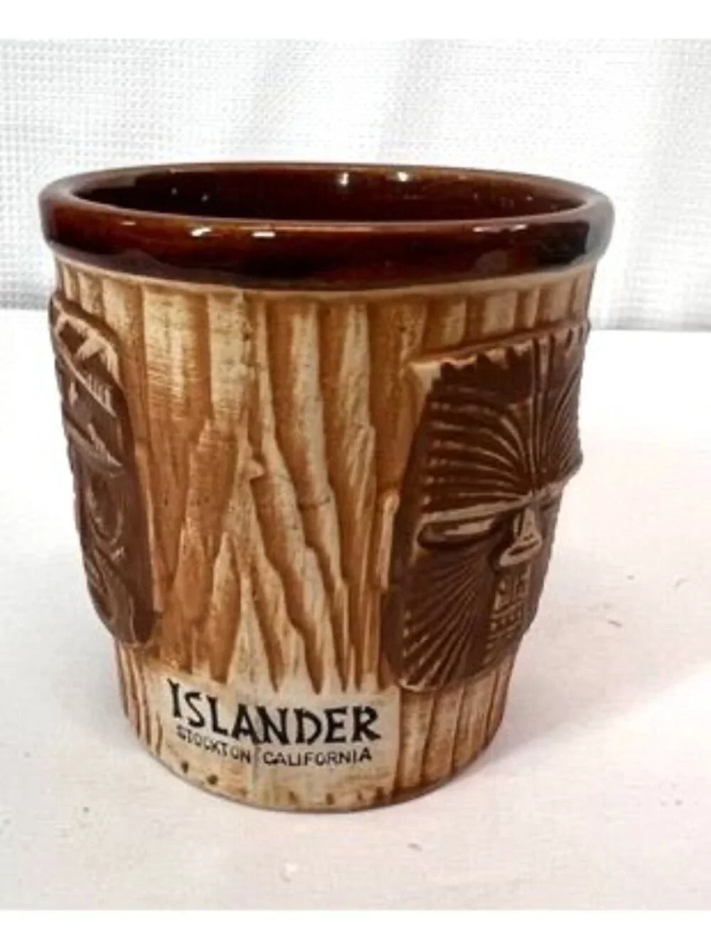 Vintage The Islander Three Face Bucket Mug, OMC JAPAN